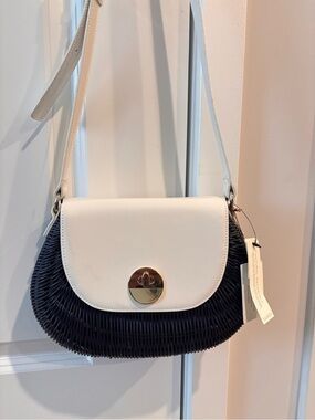 Talbots Navy Rattan purse